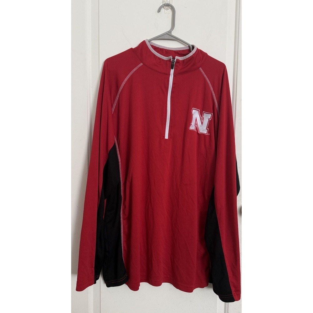 Profile Varsity Nebraska Huskers 1/4 Zip Pullover Sweater Mens Big Tall 2XLT Red